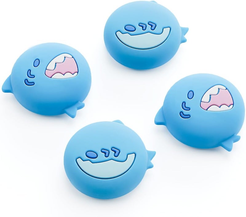 GEEKSHARE Switch 2 Silicone Thumb Grip Caps, Joystick Anti-Slip Cover Caps Compatible with Switch 2025,4pcs - Cute Shark - Image 1